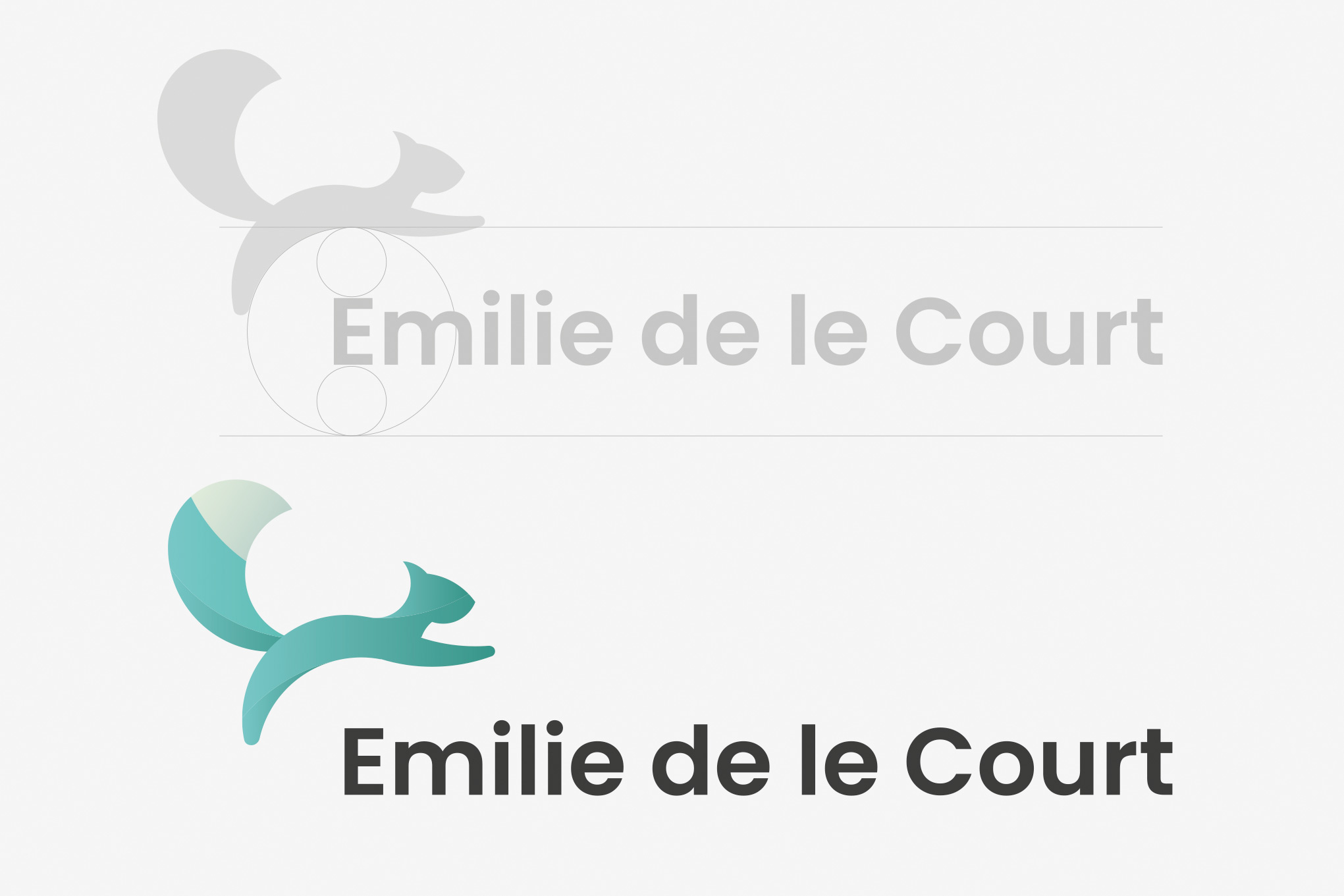 Logo of green squirrel on  grey background